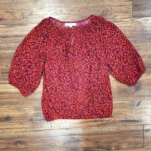 Ann Taylor Loft Women's Crew Neck Half Sleeve Keyhole Pullover Blouse X-Small XS